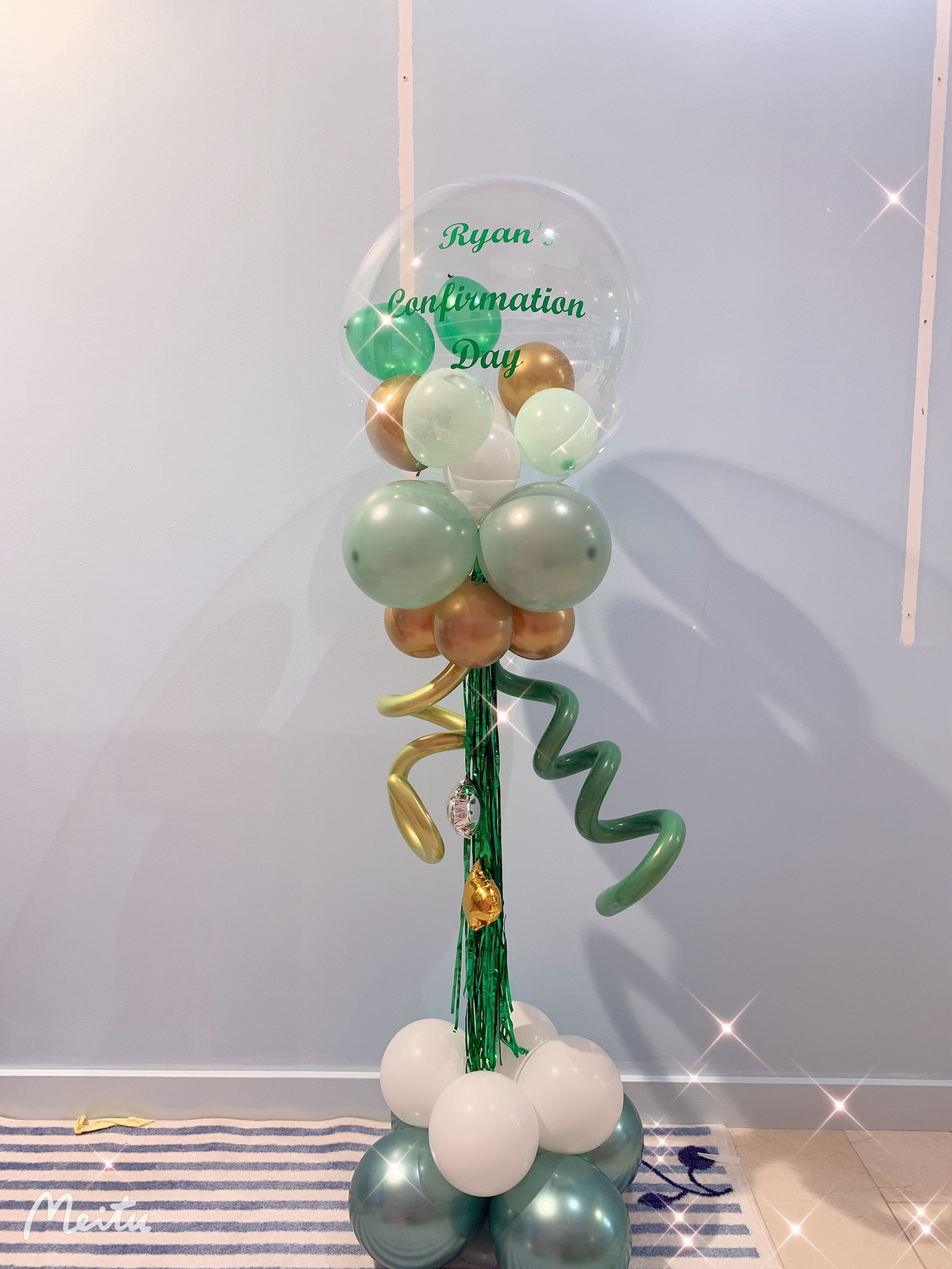 CLEAR BUBBLE BALLOON COLUMN -- GREEN