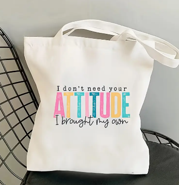 Thumbnail: Totebag met sticker opdruk Attitude