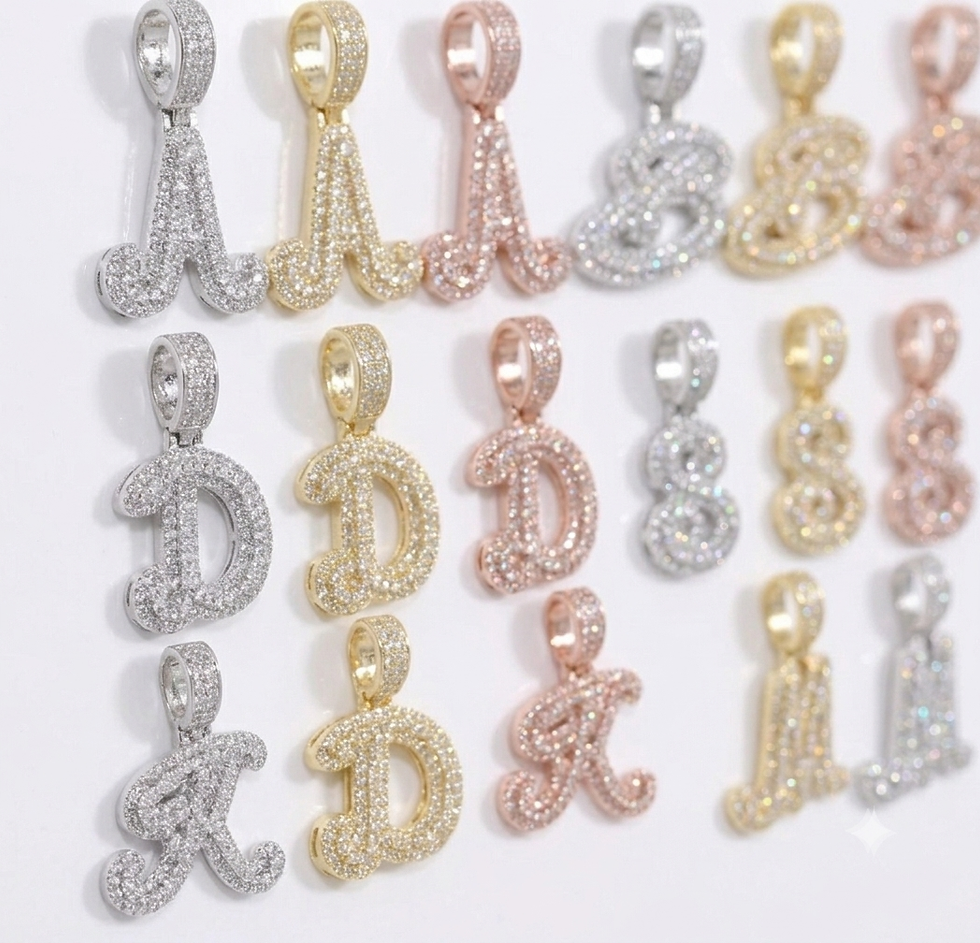 Thumbnail: ICED OUT CURSIVE LETTER PENDANT