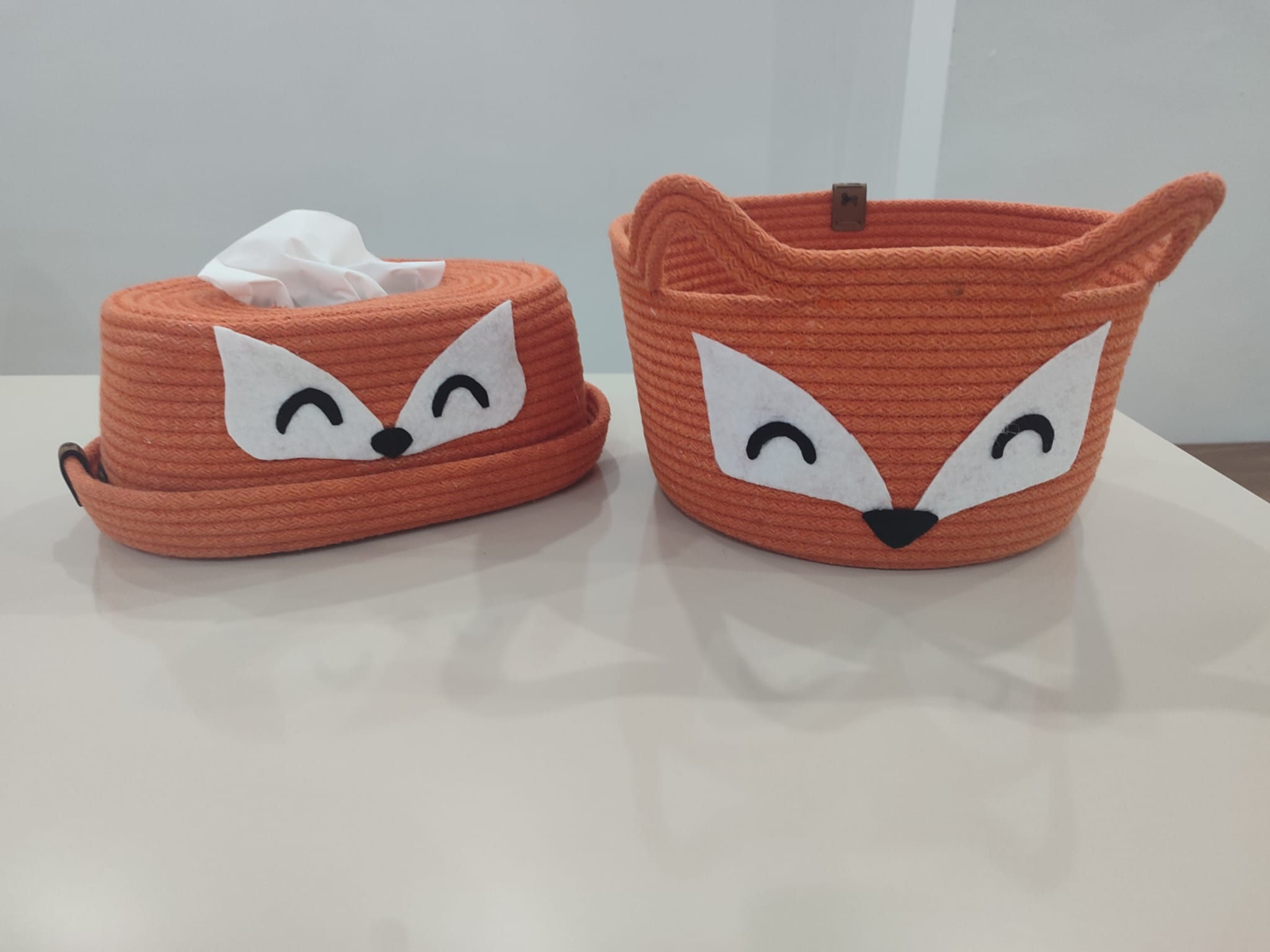 ORGANİZER SEPET VE PEÇETELİK TİLKİ MOTİFLİ KORDON İPTEN