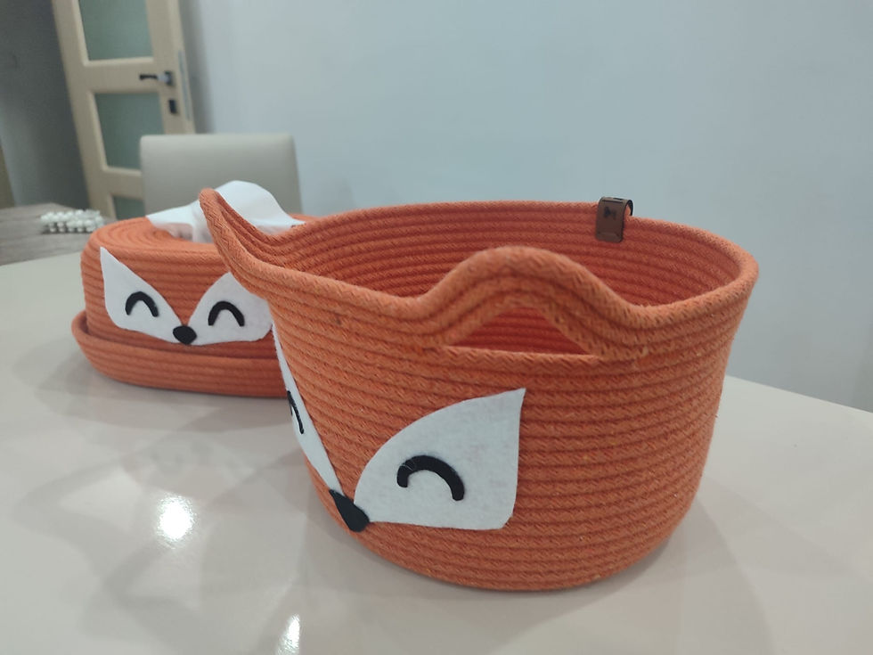 Küçük resim: ORGANİZER SEPET VE PEÇETELİK TİLKİ MOTİFLİ KORDON İPTEN