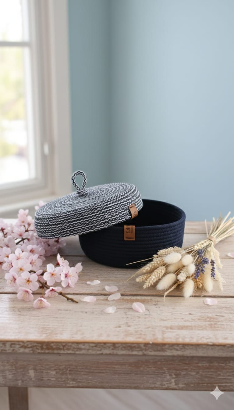 Küçük resim: Kapaklı Organizer Sepet Siyah KIRÇILLI KAPAK