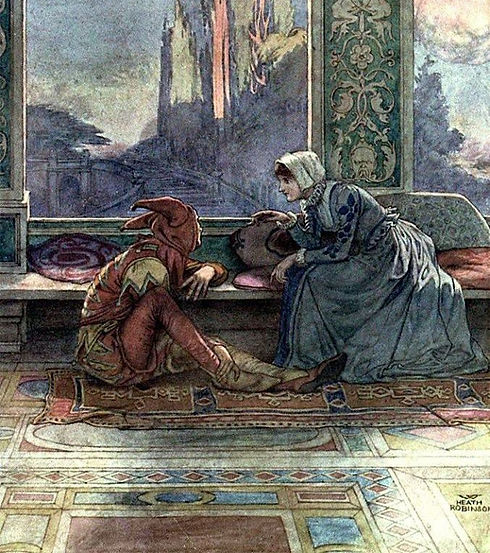 illustration på narren och flicka