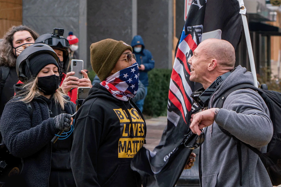 Protestors face off at the Black Live Matter in Detroit, Michigan
