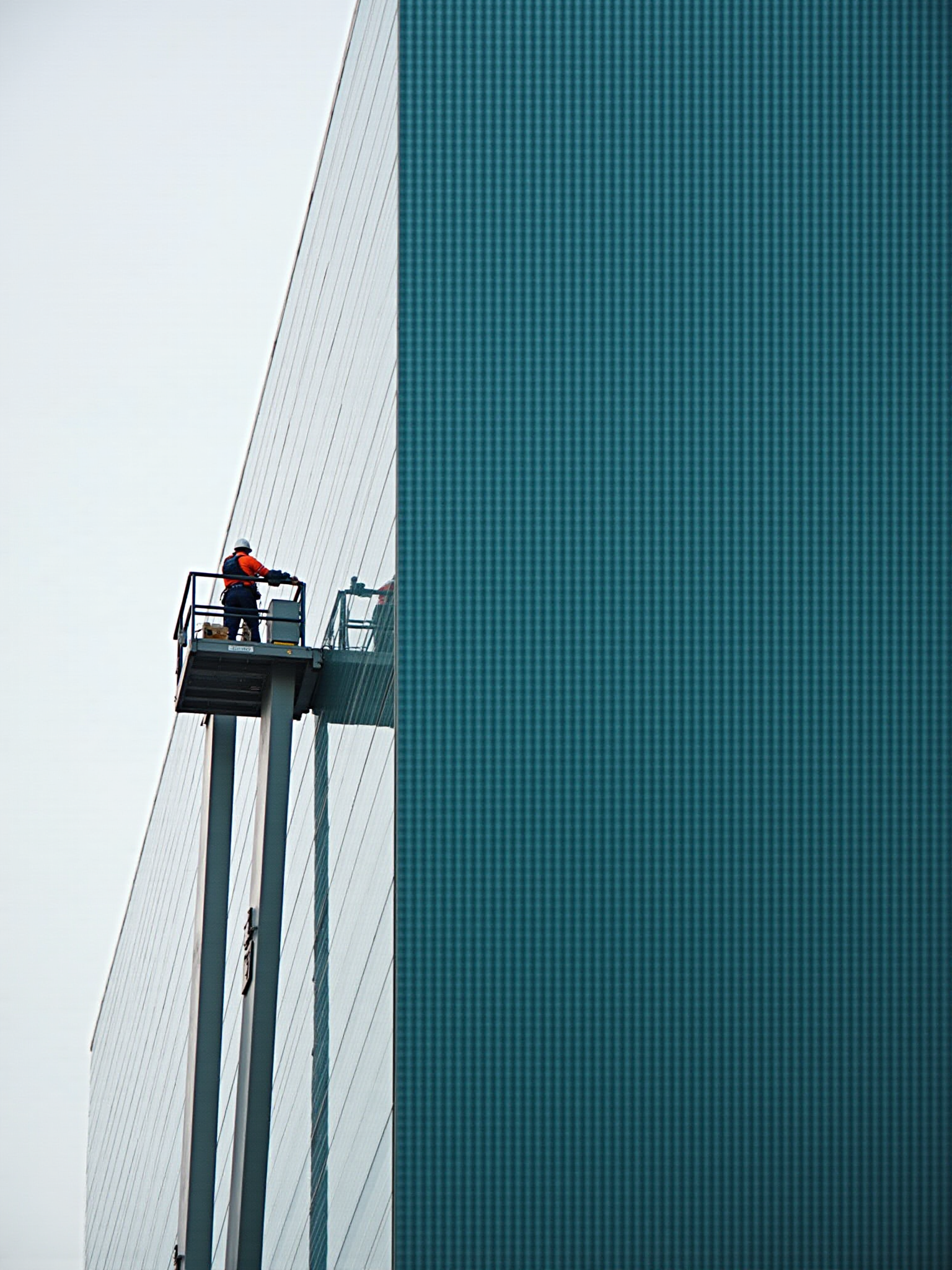 Woman cleaning a window