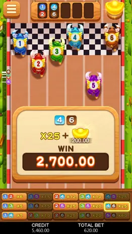 2700 won in cartoon buffalo race.