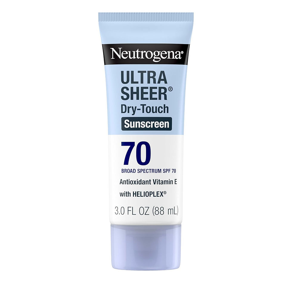 Neutrogena Ultra Sheer Dry-Touch Sunscreen tube, light blue and white, SPF 70, with Helioplex, antioxidant Vitamin E, 3.0 fl oz.