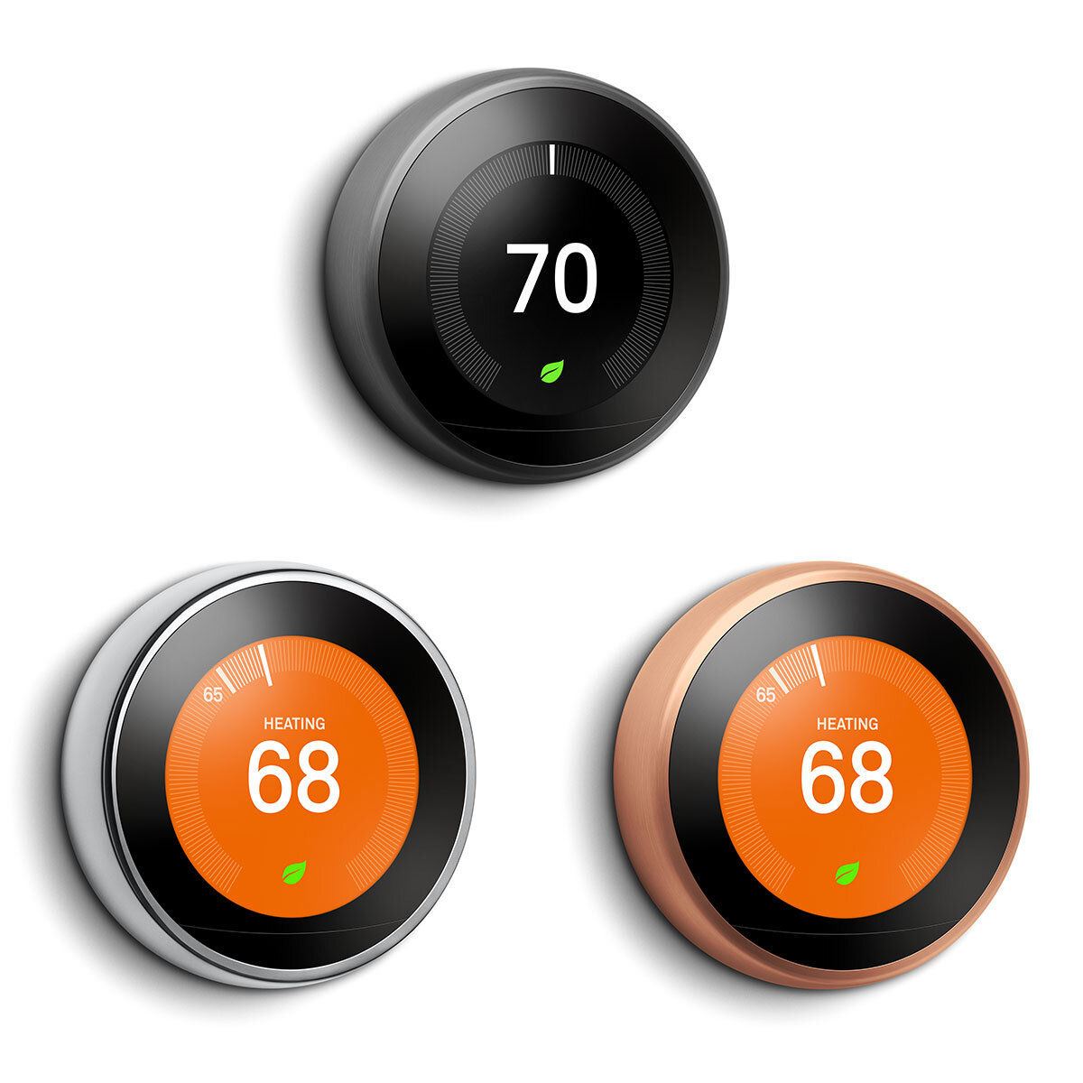 Google Nest Learning Thermostat in 3 Colours