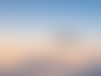 A commercial airplane flying above a layer of soft clouds during golden hour, with a clear sky and warm light on the horizon.