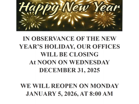 New Years Holiday Closure 