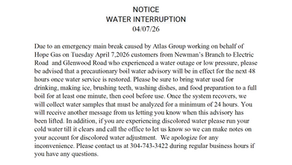 Notice Water Interruption 04/07/26