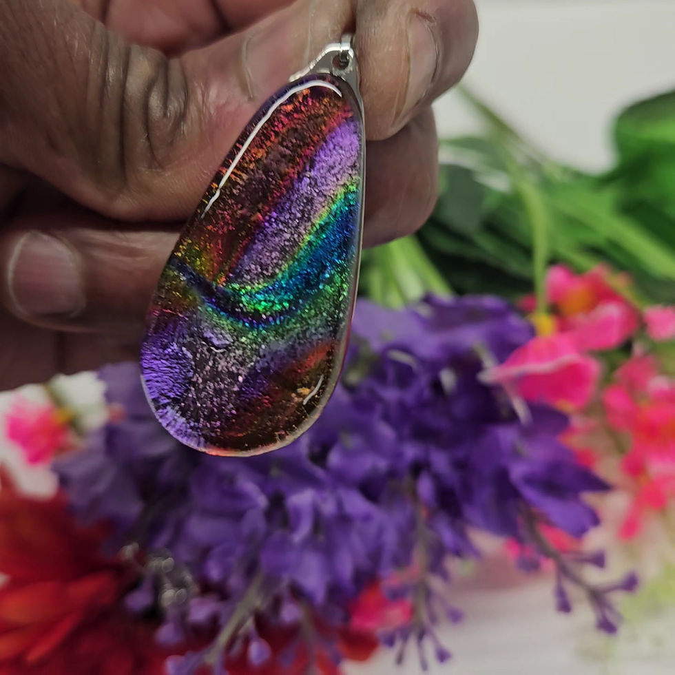 Thumbnail: Dichroic Glass On Stainless Steel Necklace. Unique Handmade Necklace.