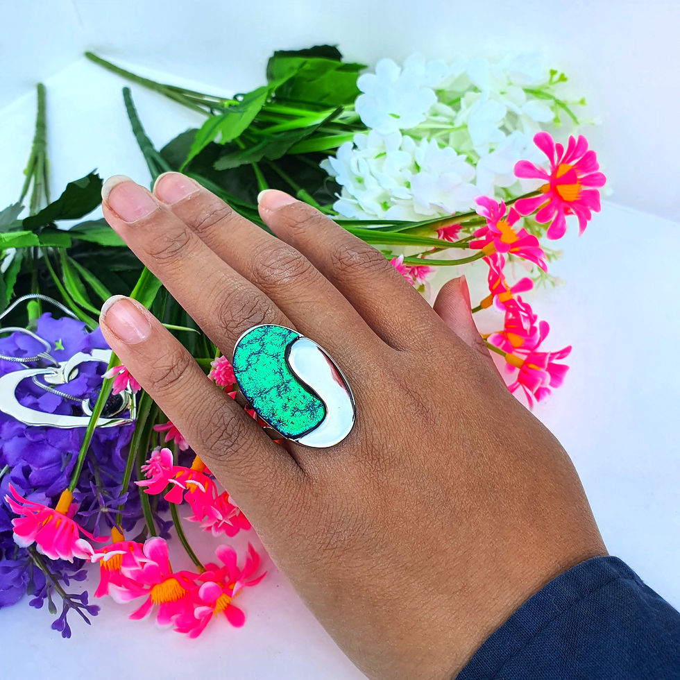 Thumbnail: Ying Yang2 Dichroic Glass On Stainless Steel Ring.