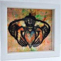 Thumbnail: Claddagh Ring,  Traditional Irish Ring In Handmade, Kiln Fused Glass Image.