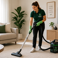 Professional cleaner vacuuming a Brisbane home