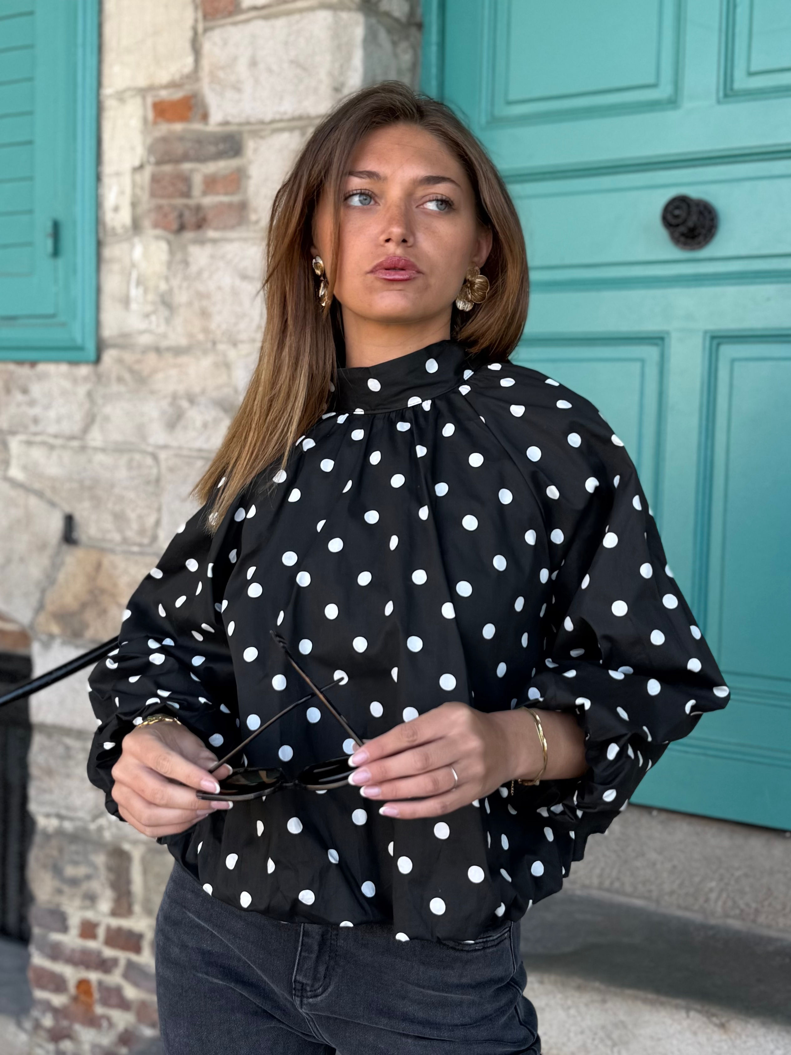 Blouse noire à pois Pénélope