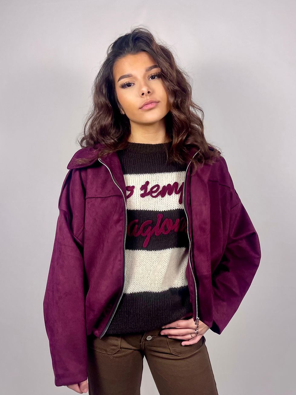 Miniature : Pull Sempré Choco/ écru/bordeaux