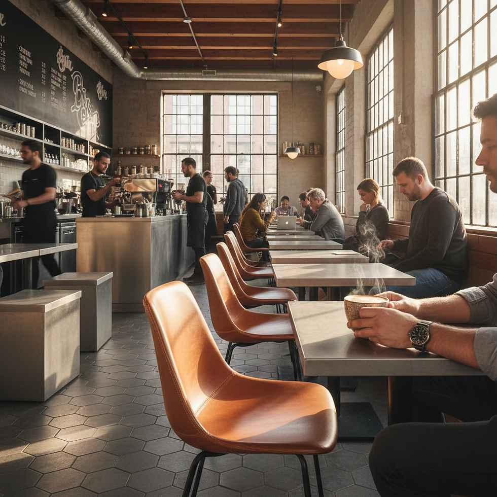 Kafe, restoran ve mutfaklar için leke tutmayan, kolay temizlenebilir ve dayanıklı suni deri (PU) döşemeli sandalye.