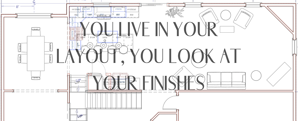 Reworded Layout. Showing old layout that tight and small. New layout layered on top of old layout. Larger Kitchen. Better work flow.