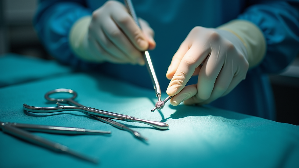 Close-up view of surgical instruments used in rhinoplasty