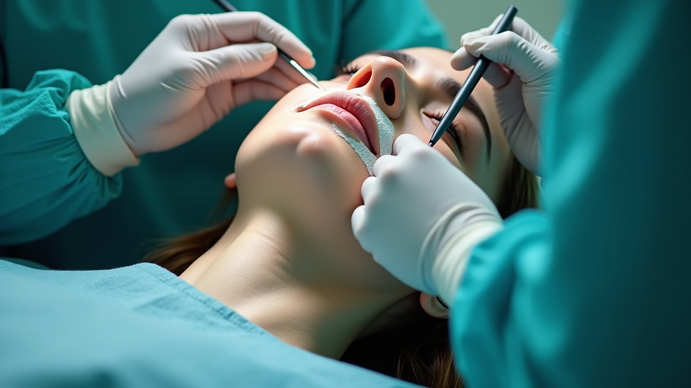 Close-up view of a patient’s nose with gentle post-operative care bandaging