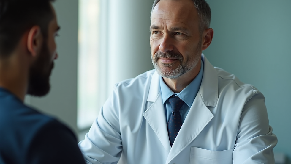 High angle view of a patient consultation with a plastic surgeon
