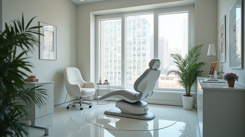 High angle view of a patient consultation room in a New York plastic surgery clinic