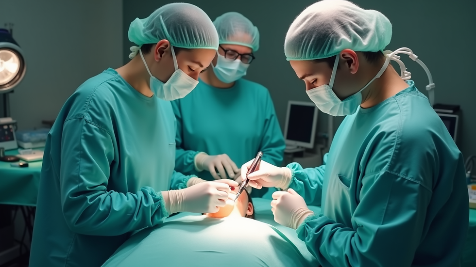 High angle view of a surgical room prepared for rhinoplasty procedure