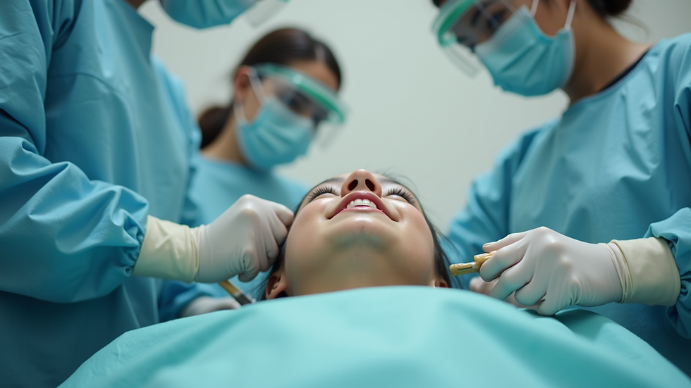 Vista frontal de implantes mamarios de silicona en clínica de Nueva York