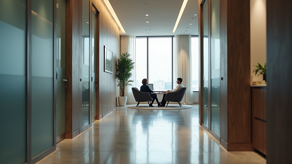 Vista a nivel de ojo de la sala de consulta moderna en Nueva York