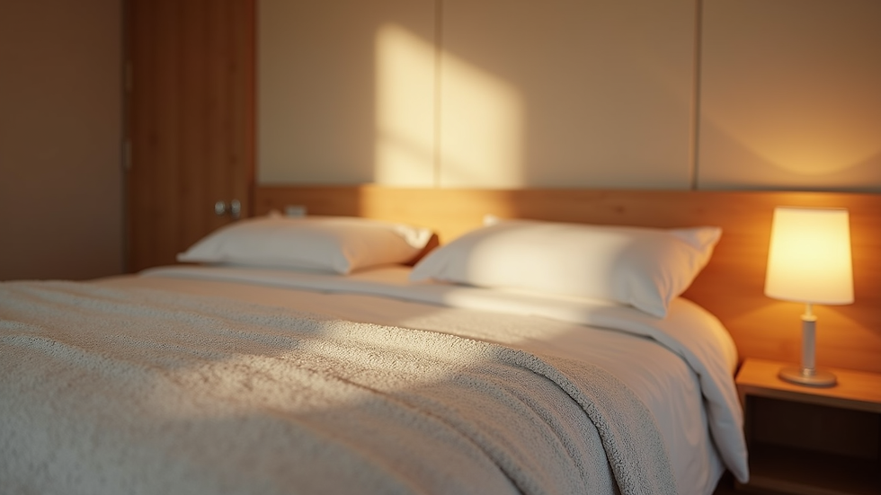 Eye-level view of a cozy recovery space with pillows and soft lighting