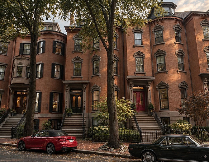Row of beautiful Brownstones in South End, Boston MA