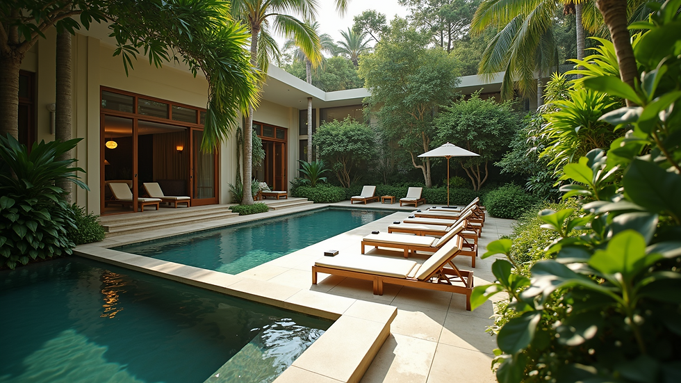 High angle view of a relaxing space filled with greenery