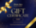 Gift Card from Psychic Medium Christine Marie in Langley, BC. Dark blue gradient background with gold ribbons. The gold font says "Christine Marie, Psychic Medium, Gift Certificate".