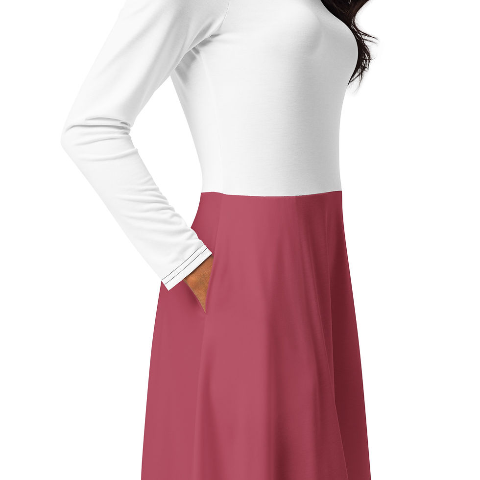 Thumbnail: All-over print long sleeve midi dress