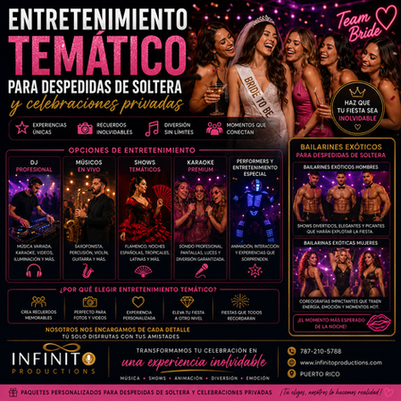 Entretenimiento temático para despedidas de soltera y celebraciones privadas en Puerto Rico.
