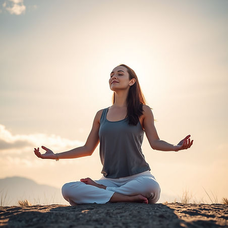 woman meditative pose outside