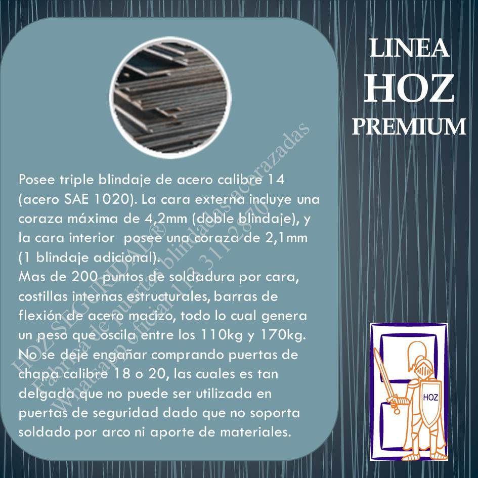 Miniatura: Estructura interna reforzada de puerta blindada HOZ PREMIUM®. Barras anti-flexión, costillas internas y triple blindaje 14