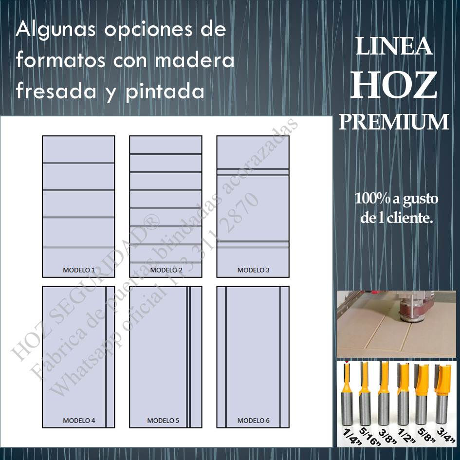 Miniatura: Opciones de diseño de fresados para línea HOZ PREMIUM. Fresados personalizados disponibles para complementar el estilo de su