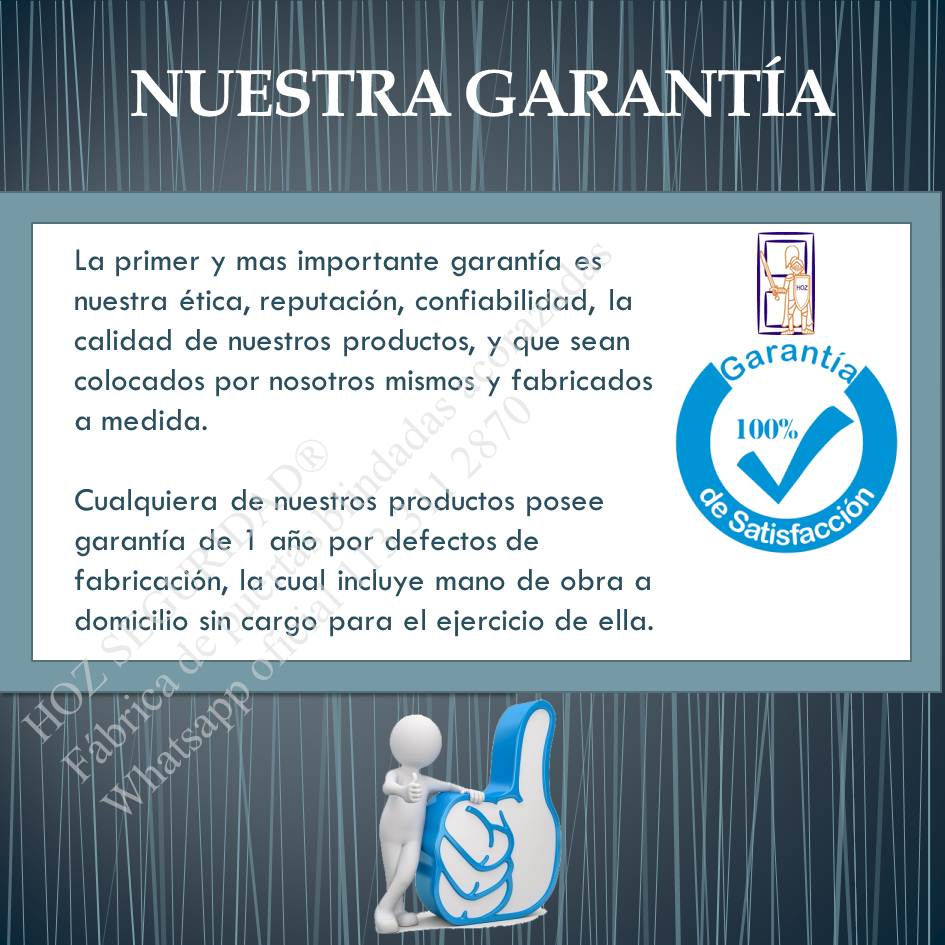 Miniatura: Garantía HOZ Seguridad de 1 año. Cobertura total y asistencia técnica propia.