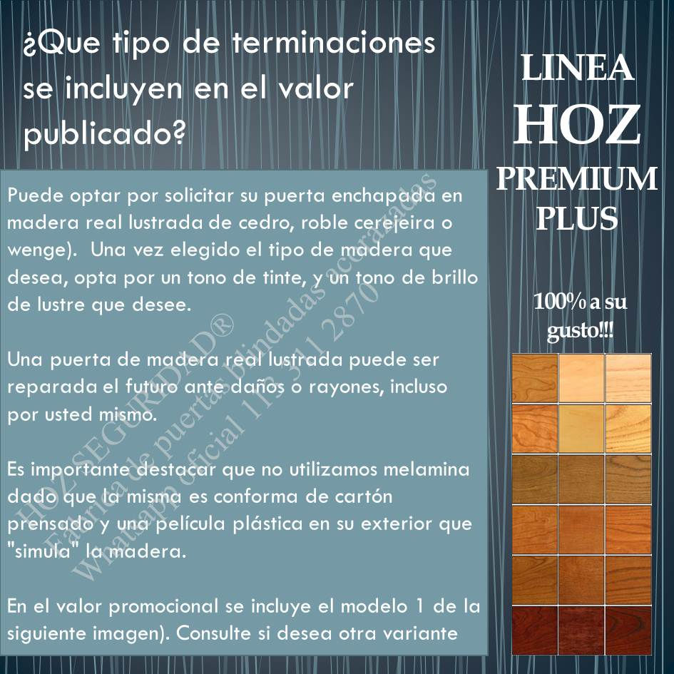 Miniatura: Tonos de lustre a elección. Madera natural con acabado brillante para terminación fina y resistente.