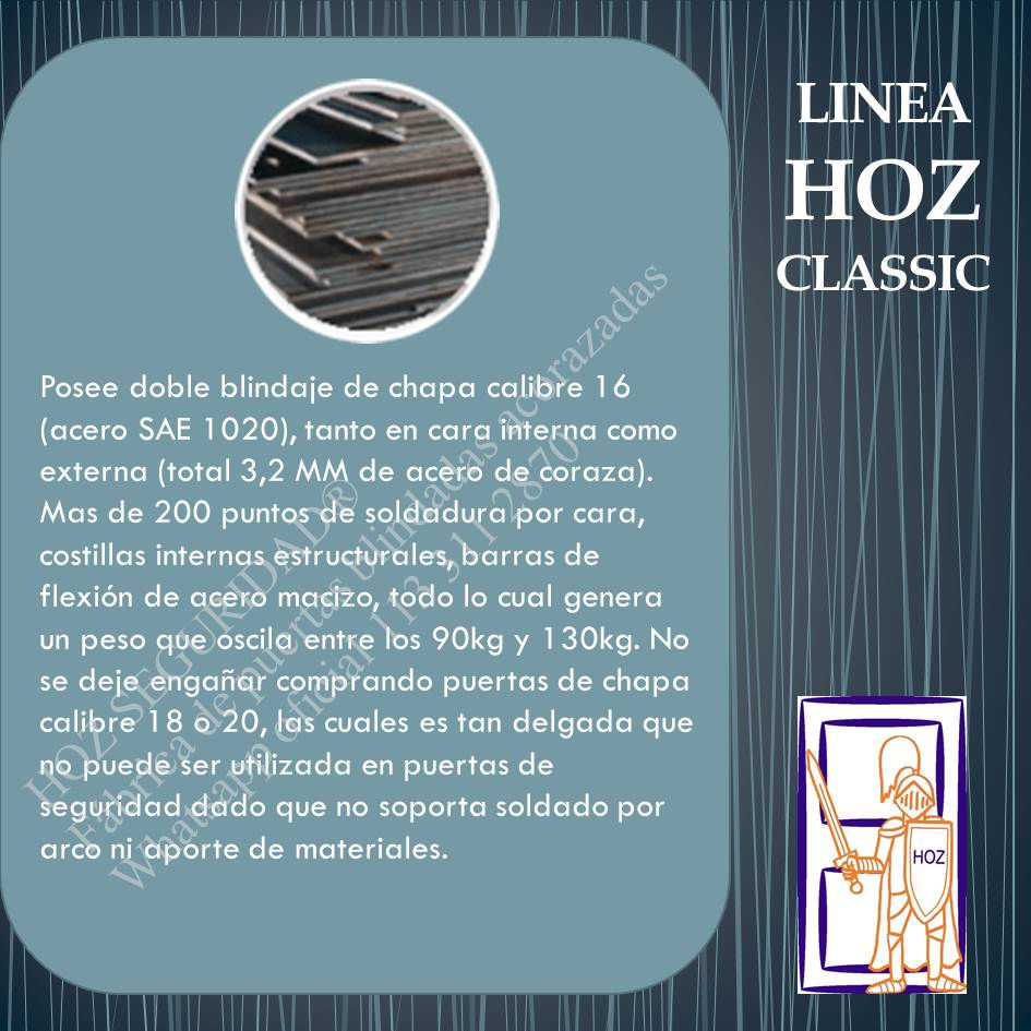 Miniatura: Estructura interna reforzada de puerta blindada HOZ CLASSIC®. Blindaje de puertas con acero calibre 16 y máxima resistencia.
