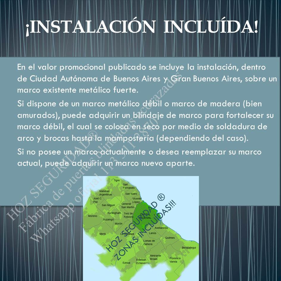 Miniatura: Instalación incluida sobre marco metálico apto. Servicio disponible en CABA y GBA.