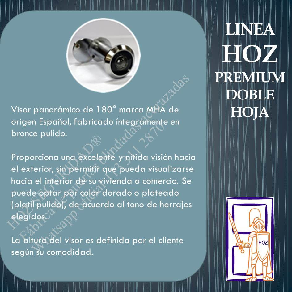 Miniatura: Visor panorámico blindado de 180°. Seguridad sin comprometer la visibilidad.