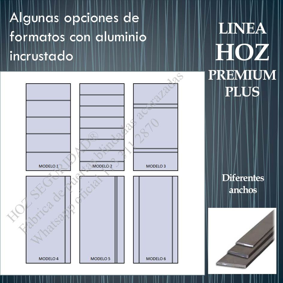 Miniatura: Puerta blindada HOZ PREMIUM PLUS. Diseños adaptados a puertas con aluminio incrustado.