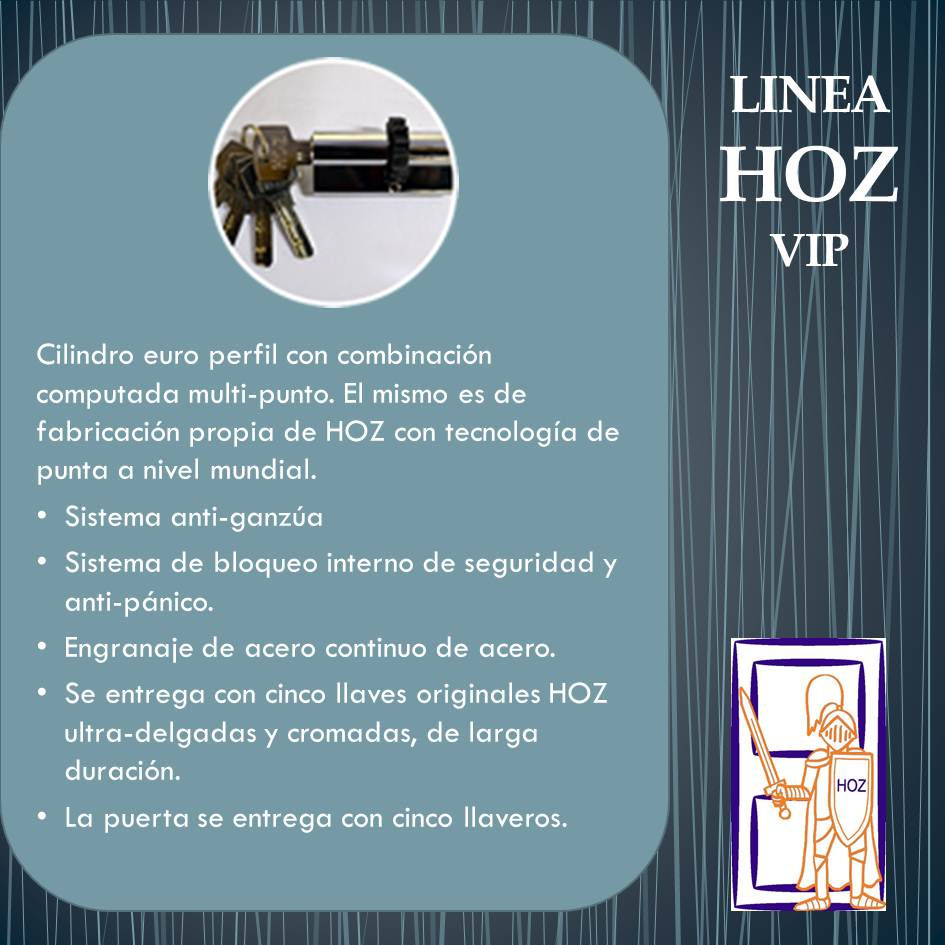 Miniatura: Cilindro de alta seguridad HOZ VIP®. Multipunto computado con engranajes de acero en puertas blindadas HOZ.