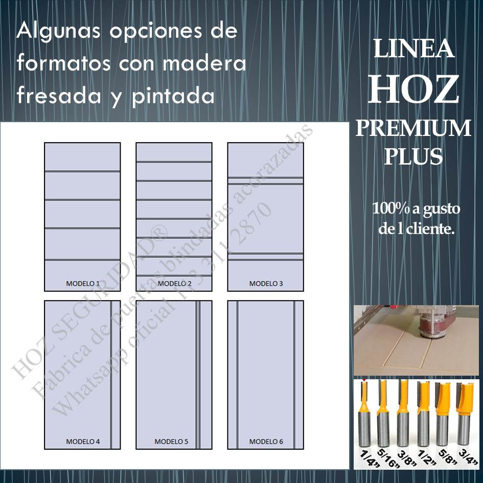 Miniatura: Diseños de fresado clásicos o modernos aplicables a modelo HOZ PREMIUM PLUS en madera pintada.