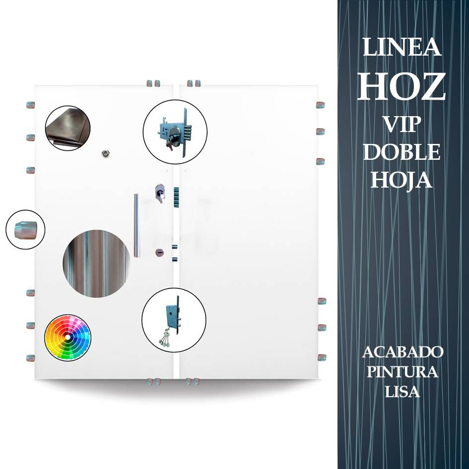 Puerta blindada HOZ VIP DOBLE HOJA lisa en madera pintada