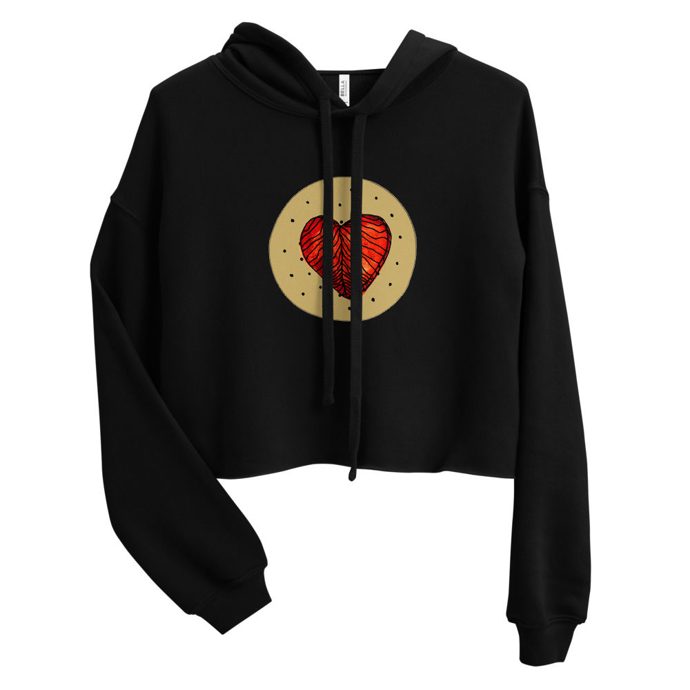 Salmon Heart on Pilot Bread Cracker Crop Hoodie