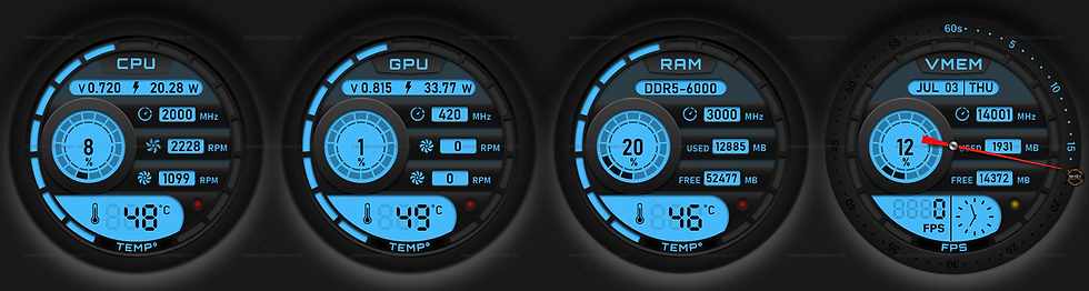 Thumbnail: 44-AIDA64 Sensor Panel Skin with Backlight Color (Black/White) 1920x515